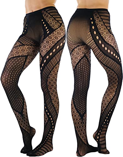 Image of ToBeInStyle Women's Vintage Art Deco Chevron Ornate Design Tights Pantyhose