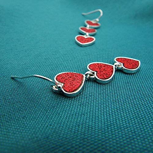 Multi New Red Interlocking Heart Dangle Earrings For Women Girls Alloy Silver #TOP3