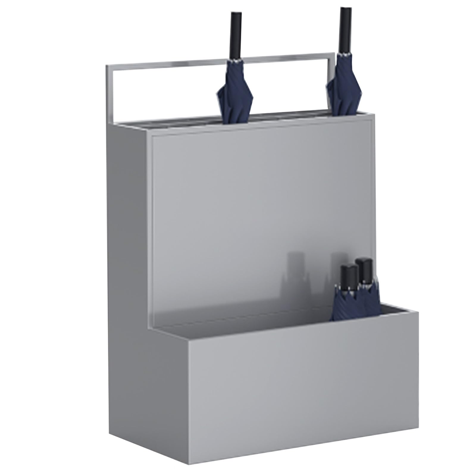 Porte-parapluies antirouille en métal gris pour organiser un couloir encombré