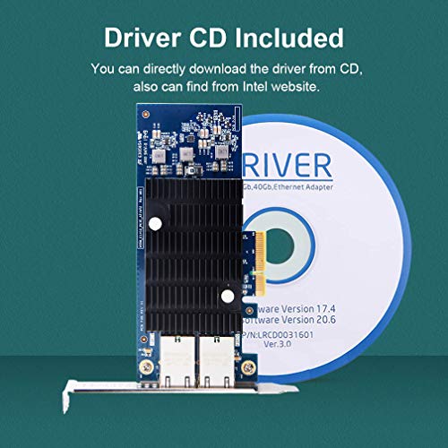 10Gb PCI-E Network Card X550-2T, Dual RJ45 Copper Port CNA for PC with Low Bracket, 10G PCI Express NIC Support Windows Server