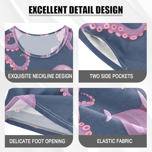 ALAZA Dolphin on Blue Pajamas Short Sleeve 2 Piece Sleepwear Top and Bottom Pajama Set Unisex4