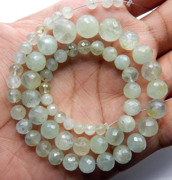 Perles aigue-marine rondes facettées 10x5 mm pour un style bohème chic au quotidien