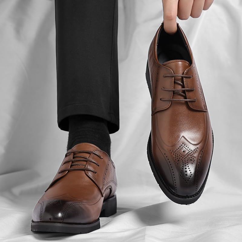 Men's Classic Leather Monk Strap Buckle Oxford Shoes, Business Walking Oxford Classic Lace Up Low Top Tuxedo Dress Shoes for Men3