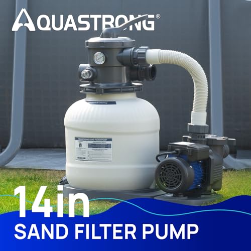Image of AQUASTRONG 14in Sand Filter Pump for Above Ground Pool, 2 /3 HP Pool Pumps Above Ground 3000 GPH for Pools up to 13000 GAL, Sand Pool Filter with 6-Way Valve, Improved Circulation and Filtration