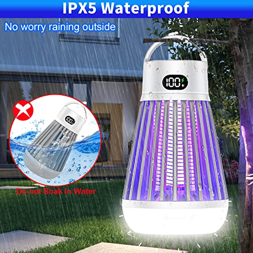 Bug Zapper Outdoor And Indoor - Rechargeable Mosquito And Fly Killer,Usb Led Light Trap Portable Cordless Electric Mosquito Zappers Killer Lamp, Insect Killer For Home Backyard Camping Patio - White #TOP5