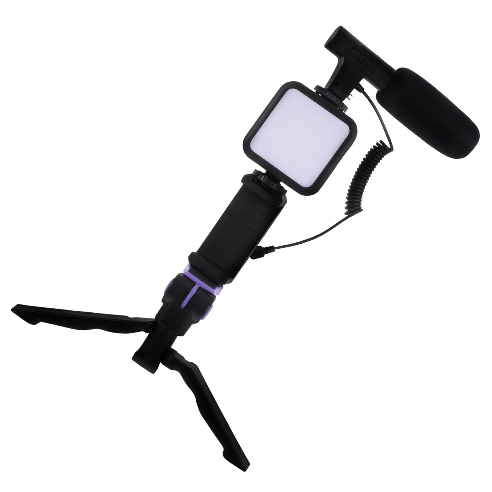 Trípode para Teléfono con Luz de Relleno Negro Abs 1 Juego | Soporte Móvil, Micrófono y Mando a Distancia, Cobre y Led, Fotografía y Viaje, para Principiantes y Profesionales