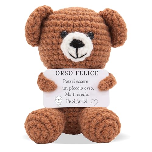 XBOCMY Regalo Originale e Divertente,Orso felice,regali personalizzati, Compleanno Uomo Donna Coppia Adolescente,Collega Oggetto d'ufficio,Insolito Peluche,Bambola Umoristica e Motivazionale