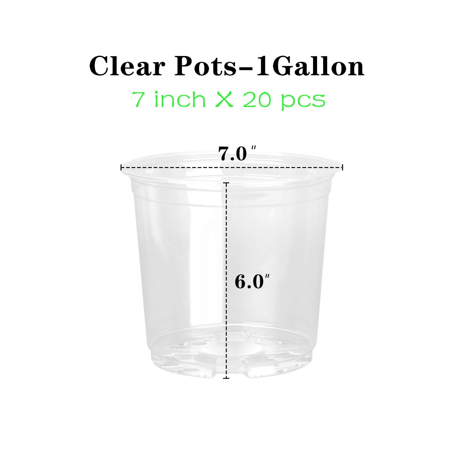 OUPSAUI Paquete de 20 macetas transparentes de 7 pulgadas para plantas, macetas transparentes con agujeros de drenaje, macetas de plástico flexible, paquete variado, macetas de inicio de semillas (7