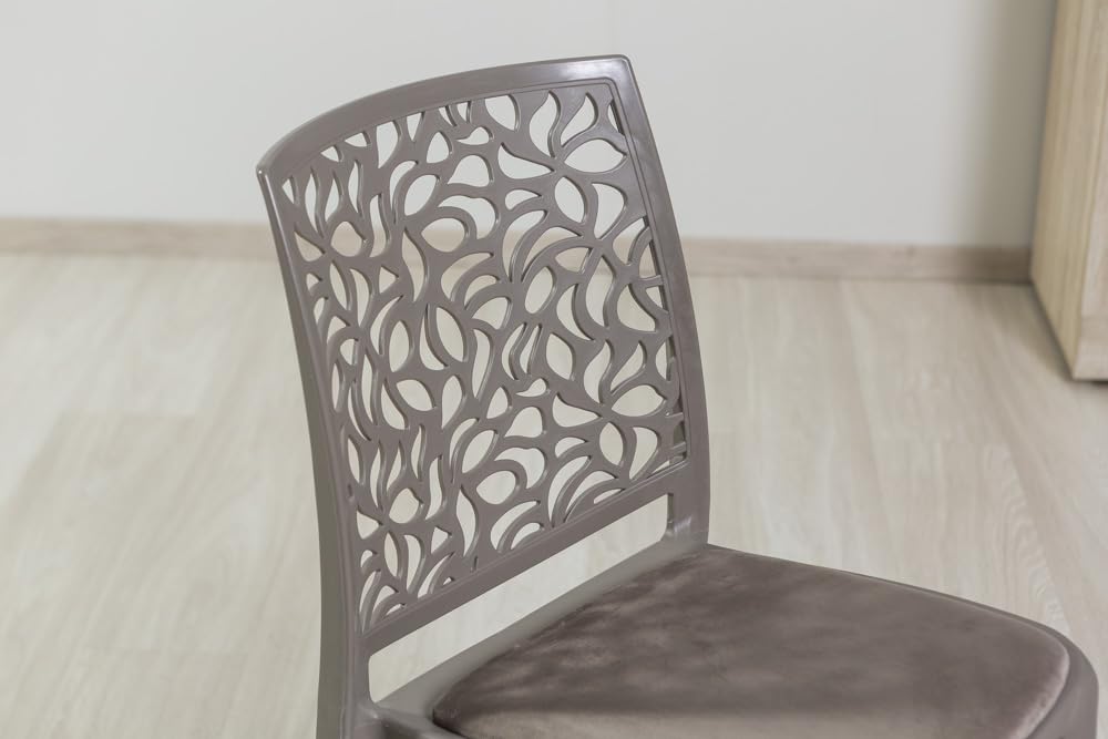 SIEDITI FUORI E DENTRO Sedie in polipropilene con fibra di vetro con cuscino di seduta, impilabili per interno, cucina o sala da pranzo, design moderno - Anna Soft (6, Tortora/Tortora)