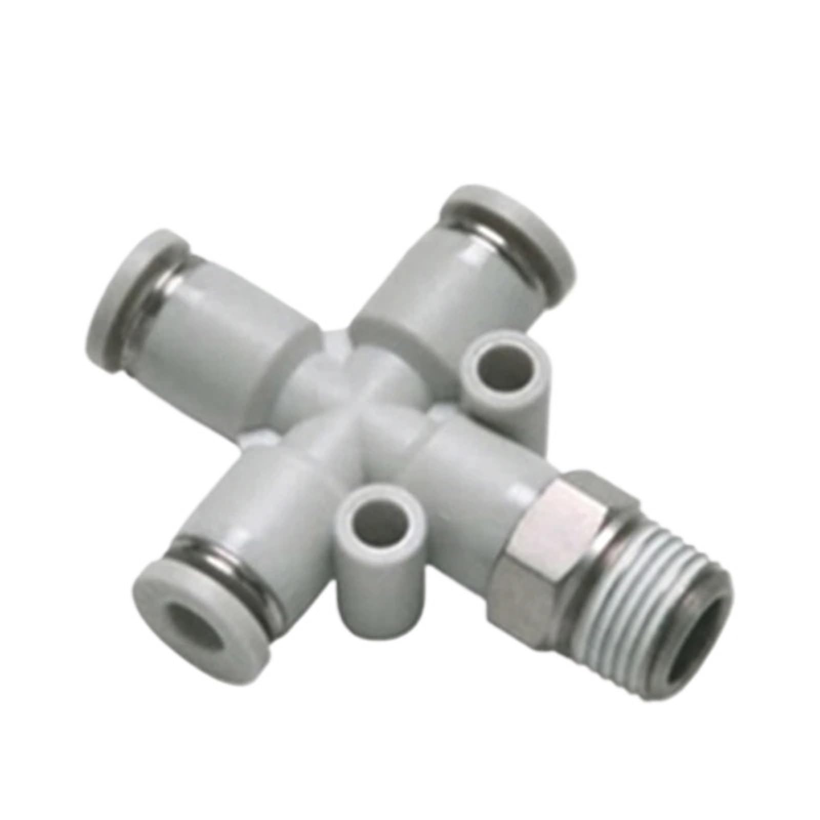 Raccord instantané PZB1004 en croix fileté pour tubes de distribution pneumatique