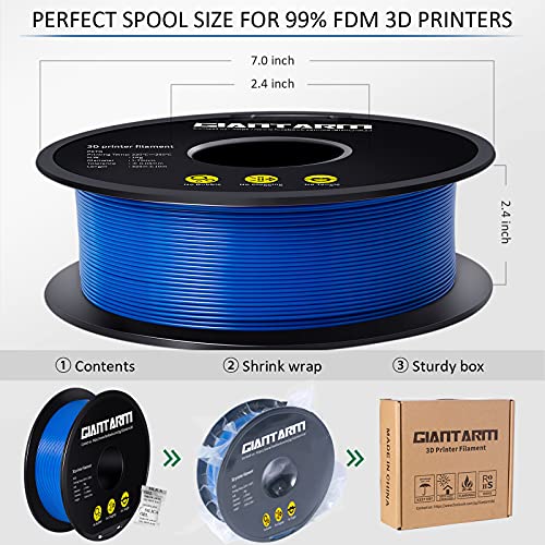 Image of GIANTARM Blue PETG 3D Printer Filament 1kg (2.2lbs) Toughness Enhanced,1.75mm Dimensional Accuracy + /-0.02mm, 1080 Feet（330m）per Roll, Vacuum Packaging, Fit for Most 3D FDM Printer