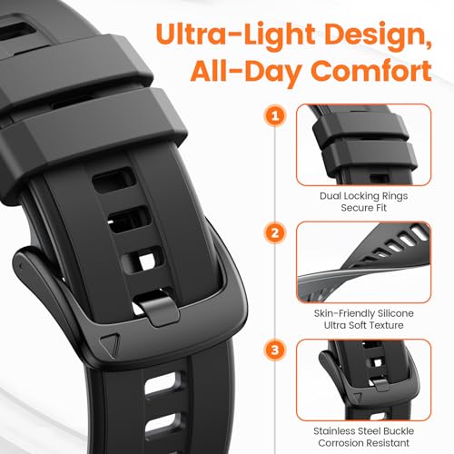 ANCOOL Compatible with Garmin Venu X1 Watch Band, 24mm Soft Silicone Band for Venu X1 Band Women Men, Black/Grey by ANCOOL - Used condition - Image 4