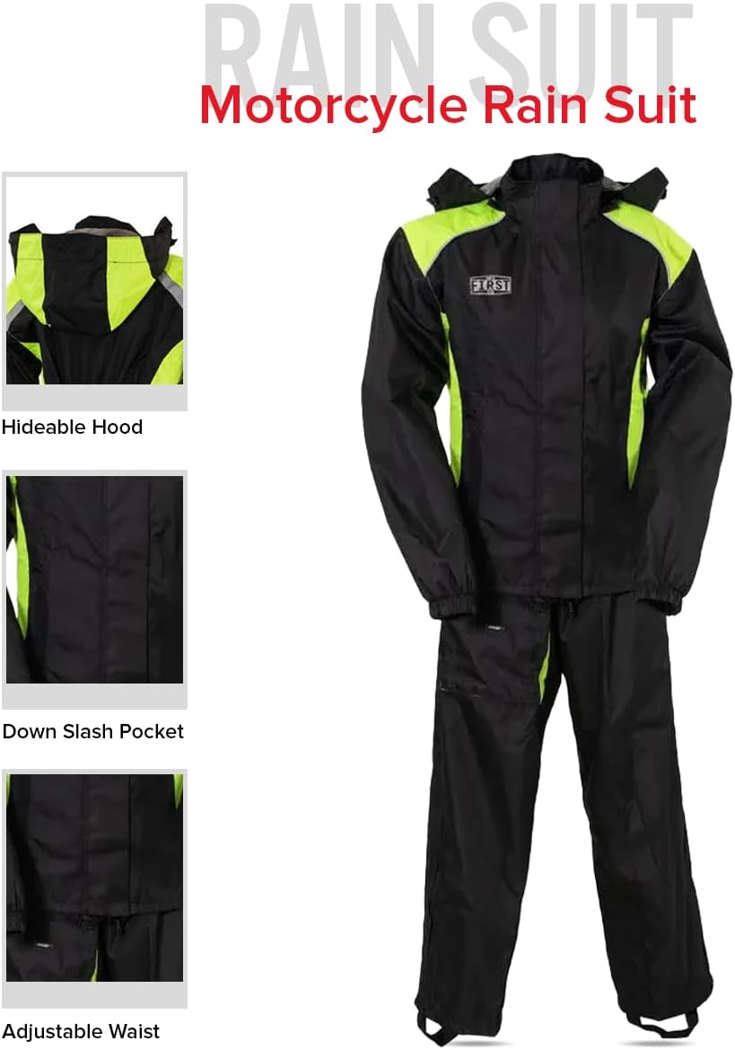First Mfg Co – Women's Motorcycle Ripstop Rain Suit, Water Resistant, Breathable, Lightweight, Soft and Comfortable Rain Gear - Image 3