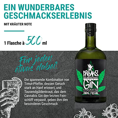 Breaks CANNABIS Gin I Premium Gin mit Hanfblüten & Hanfblättern I Geschmack: Kräftig mit aromatischer Kräuternote I… – Bild 5