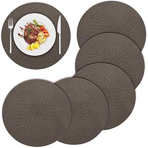 ZWOOS Round Heat Resistant Placemats, 6 Pieces Cover