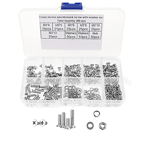 340 Stück M3 Edelstahl Kreuzschlitzschrauben Senkkopfschrauben Sortiment Kit 340 Stück M3 Edelstahl 340 Stück M3 Edelstahl Kreuzschlitzschrauben Senkkopfschrauben Sortiment Kit 340 Stück M3 Edelstahl