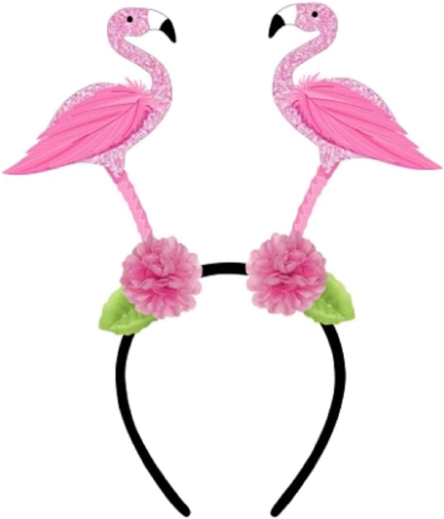amscan Flamingo Party Glitter Head Bopper, 10.25" x 10"