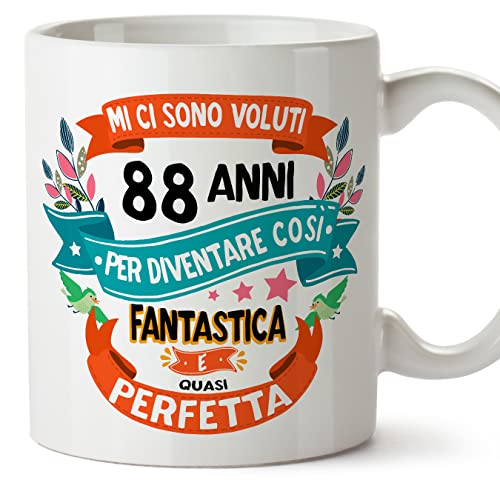 Mugffins Tazza 88 Compleanno- In italiano - Mi ci sono voluti 88 anni per diventare cosi fantastico - 350 ml - Regalo Originale e Divertente
