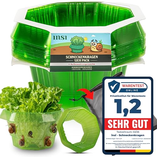 insi Schneckenkragen 12er Set Stabiler Schneckenkorn für Salat & Kohl Wiederverwendbarer Schneckenschutz ohne Chemie Effektive Schneckenabwehr für Pflanzen