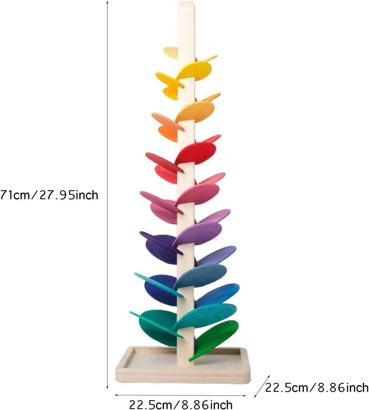 Wooden Rainbow Music Tree, Music Tree Wooden Marble Run, Colorful Ball Tower Drop Toy, Interactive Sound Trees Track, for Kid Educational Game