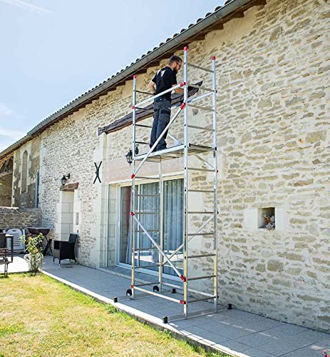 Echafaudage roulant pour escalier avec montage rapide 2,4m/4,4m en aluminium Hailo Fast & Lock 5