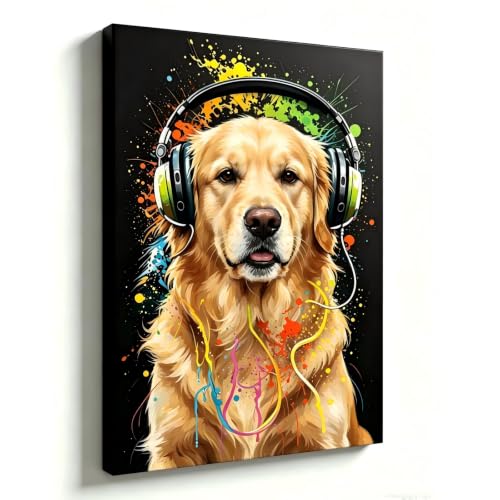 Tableau Golden Retriever Toile Décoration Maison Salon Bureau 60x80