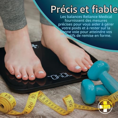 Reliance Medical Balance de Poids Corporel Digitale, Balance Professionnelle avec Écran LED, Pèse-personne pour Salle de Bain, Dimensions L 26cm x l 26cm x H 2,3cm, Lot de 1 – vue 6