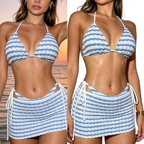 Tankini triangular ropa de playa seductora con falda de secado rápido 3