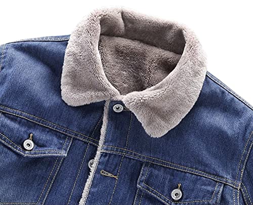 Image of EXEKE Men's Fleece Lined Denim Trucker Jacket Warm Winter Coats