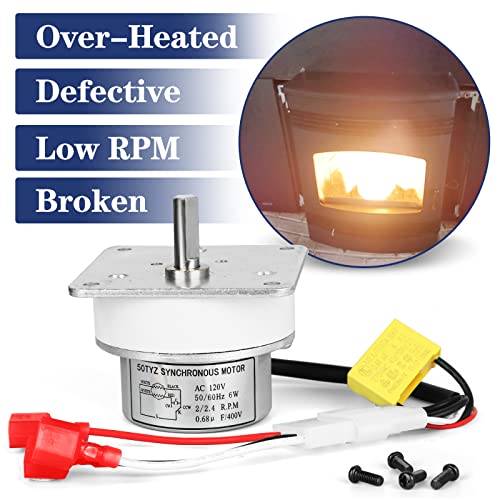 New Auger Feed Motor For Quadra-Fire 812-4421, 812-4420 Compatible With Heatilator Cab50 Ps35 Ps50 7000-500 Classic Bay 1200 Insert (Cb1200I) Ph 50/60Hz 6W 2/2.4 Rpm 120V Replacement Motor #TOP1