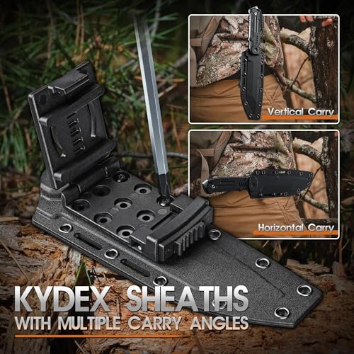 Dragon Creek Outdoor-Messer mit feststehender Full-Tang-Klinge – 5mm Klingenstärke, 15° V-Schliff, ergonomischer Griff, Kydex-Scheide, für Camping & Outdoor