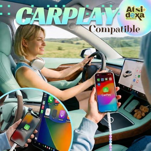 Image of 4-in-1 Beaded Charging Cable, MFi Certified, Works with CarPlay, 3.3FT 60W Fast Charger Cord for iPhone 17 /16 /15 /14 /13 /12 /11, iPad, Samsung, Android and More (Mermaid Glow)