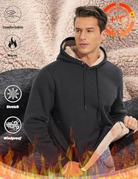 KEFITEVD Heren hoodies sherpa fleece gevoerde capuchon rits up