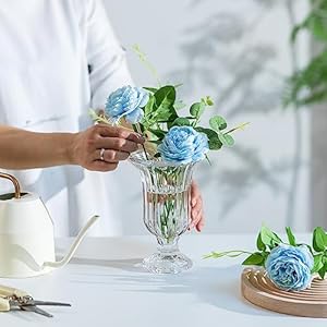 Glasseam Ribbed Glass Vase for Flowers 75in Tall Vases for Centerpieces Modern Crystal Clear Vase Set of 12 Decorative Flower Vases for Decor Fluted Footed Urn for Wedding Dining Table Decoration