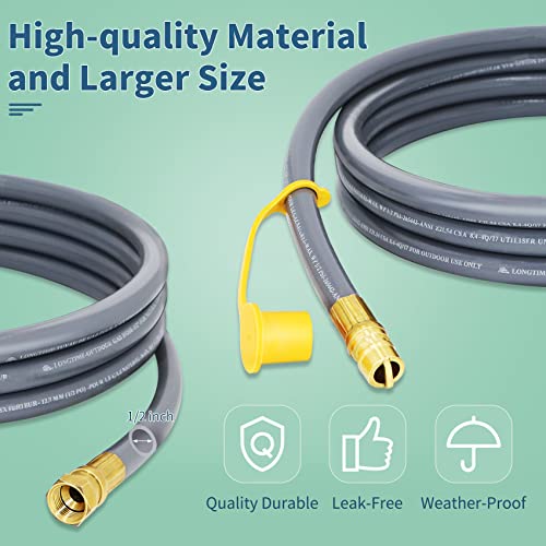 Upgraded 24 Feet 1/2 Inch Natural Gas Hose propane hose extension kit with quick connect fittings fit for weber grill gas conversion kit BBQ, Pizza Oven, Patio Heater and More NG Appliance - CSA - Thumbnail 4