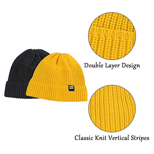 Simple Knitted Baby Beanie Hip-Hop Boys Winter Hat Toddler Kids Bonnet for Girls 0-5Y (Yellow+Black, S) - Thumbnail 4