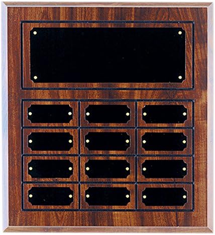 12-Plate Perpetual Plaque, Employee of the Month Plaque, Recognition Plaque (Cherry)