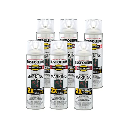 Image of Rust-Oleum 266594-6PK Professional 2X Distance Inverted Marking Spray Paint, Clear, 15 Ounce (Pack of 6)