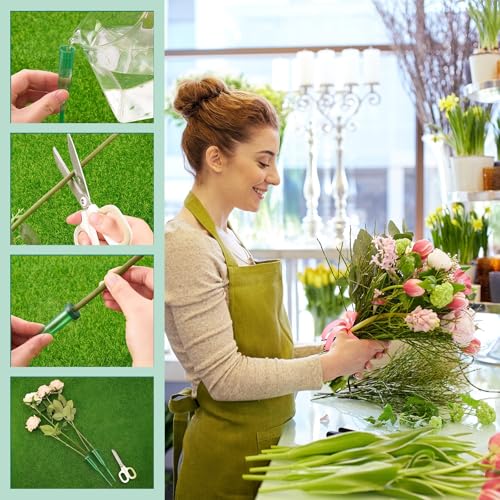 Image of Tessco for you 90 Pcs Floral Water Tubes 6 Inch Green Floral Tubes Plastic Flower Supplies for Fresh Flowers with Rubber Cap for Flower Stem Arrangements Florist Supplies
