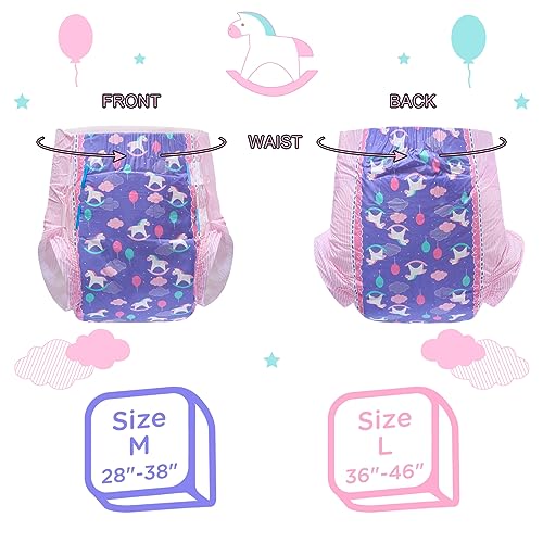 Image of Littleforbig Printed Adult Brief Diapers 10 Pieces - Little Fantasy (Medium 28 inch-38 inch)