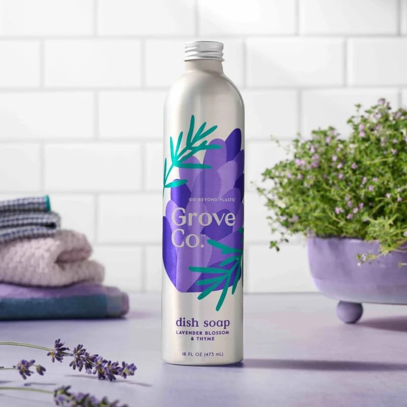Image of Grove Co. Ultimate Dish Soap Refill, 16 Fl Oz Lavender Blossom & Thyme Liquid Formula, 1 Pack