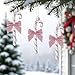Imagen de HERZWILD 24 Piezas Decoraciones Navideñas Bastones de Caramelo Bastones de Caramelo Navideños de Plástico con Purpurina Bastón de Caramelo con Lazo Adorno Colgante para Árbol