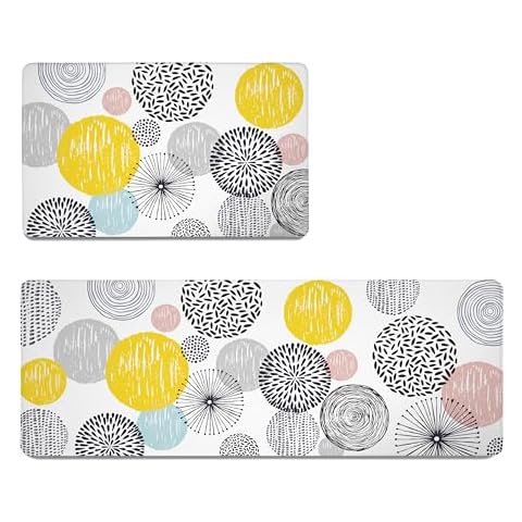 Qahing Colorful Dot Kitchen Rugs Set Cover