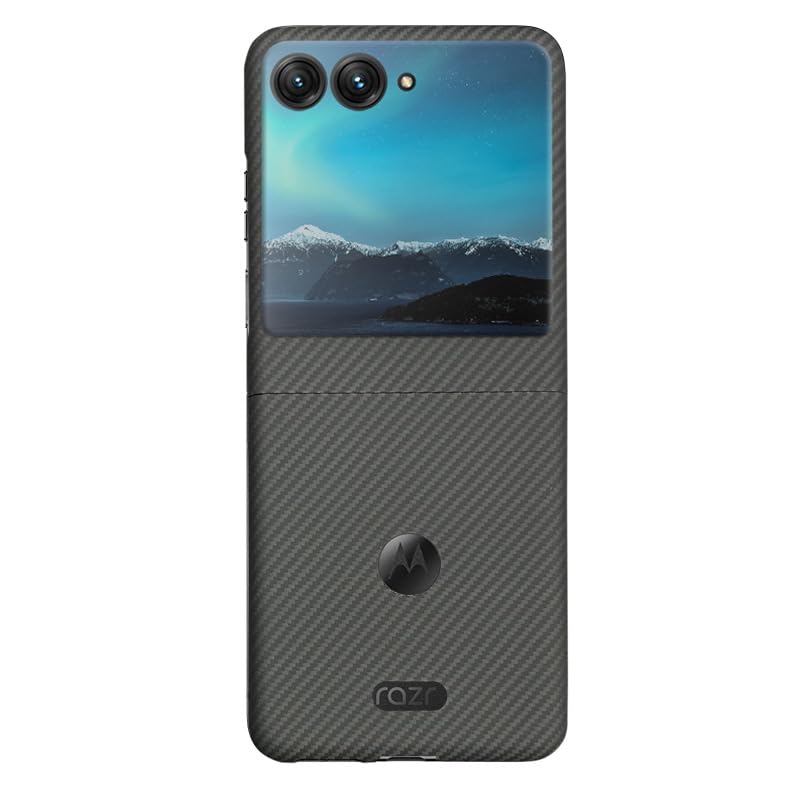 Gruattreay Real Carbon Fiber compatible with Motorola Moto Razr 40 Ultra 2023 Case, Sturdy Durable Carbon 0.5 mm Slim Case Carbon Fiber Aramid Fiber with Military-Grade Drop Protection Black