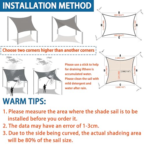 Toldo de Vela transpirable resistente al agua con cuerdas para patio 3