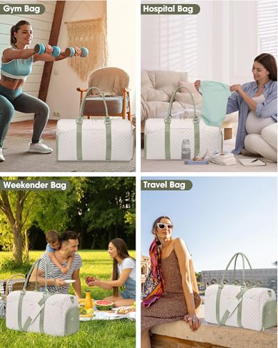 Image of Women Weekender Travel Duffle Bag: Travel Duffel Overnight Bags with Shoe Compartment Large Carry on Tote with Toiletry Bag Weekend Traveling Yoga Gym Hospital Bag for Women with Wet Pocket