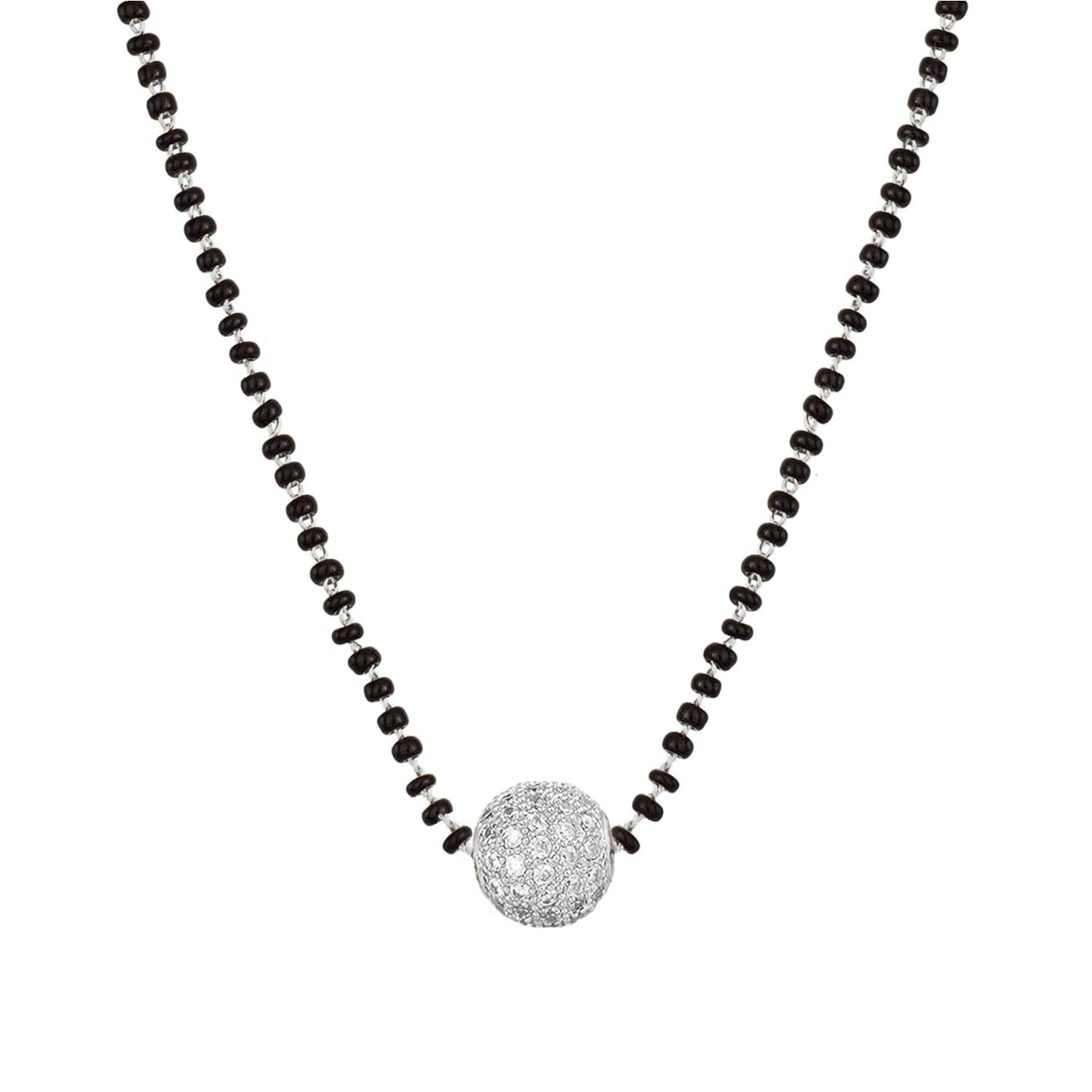 vama Silver Ball Black Beads Chain Mangal sutra mala ad Diamond stone Necklace Tanmaniya Mangalsutra for women-picture-45