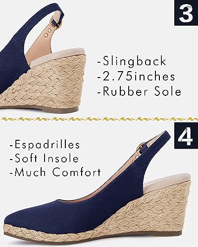 Image of Juliet Holy Womens Wedge Sandals Espadrilles Closed Toe Slingback Buckle Strap Comfortable Casual Summer Wedges Shoes