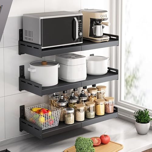 Étagère micro-ondes extensible en acier inoxydable durable pour comptoir moderne - 5