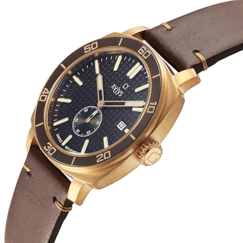 Image of Xylys Patina Quartz Analog Brown Dial Brown Leather Strap Watch for Men